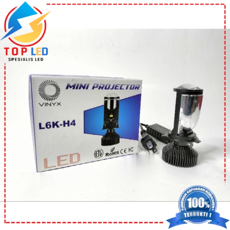 Jual LAMPU LED HEADLAMP PROJIE H4 MINI PROJECTOR LENS MERK VINYX 50