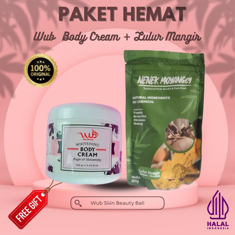 Jual Harga sepaket berisi Wub Body Cream Bleaching Whitening 200 gram