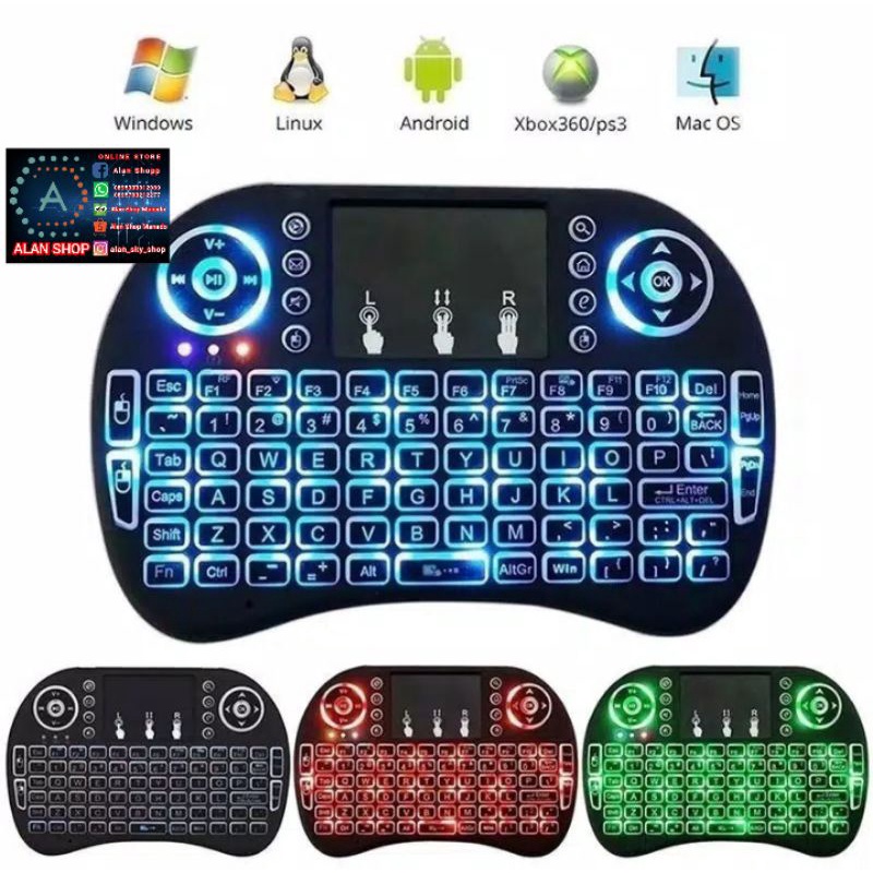 Jual MINI KEYBOARD LED WIRELESS TOUCHPAD MOUSE 2.4G | Shopee Indonesia