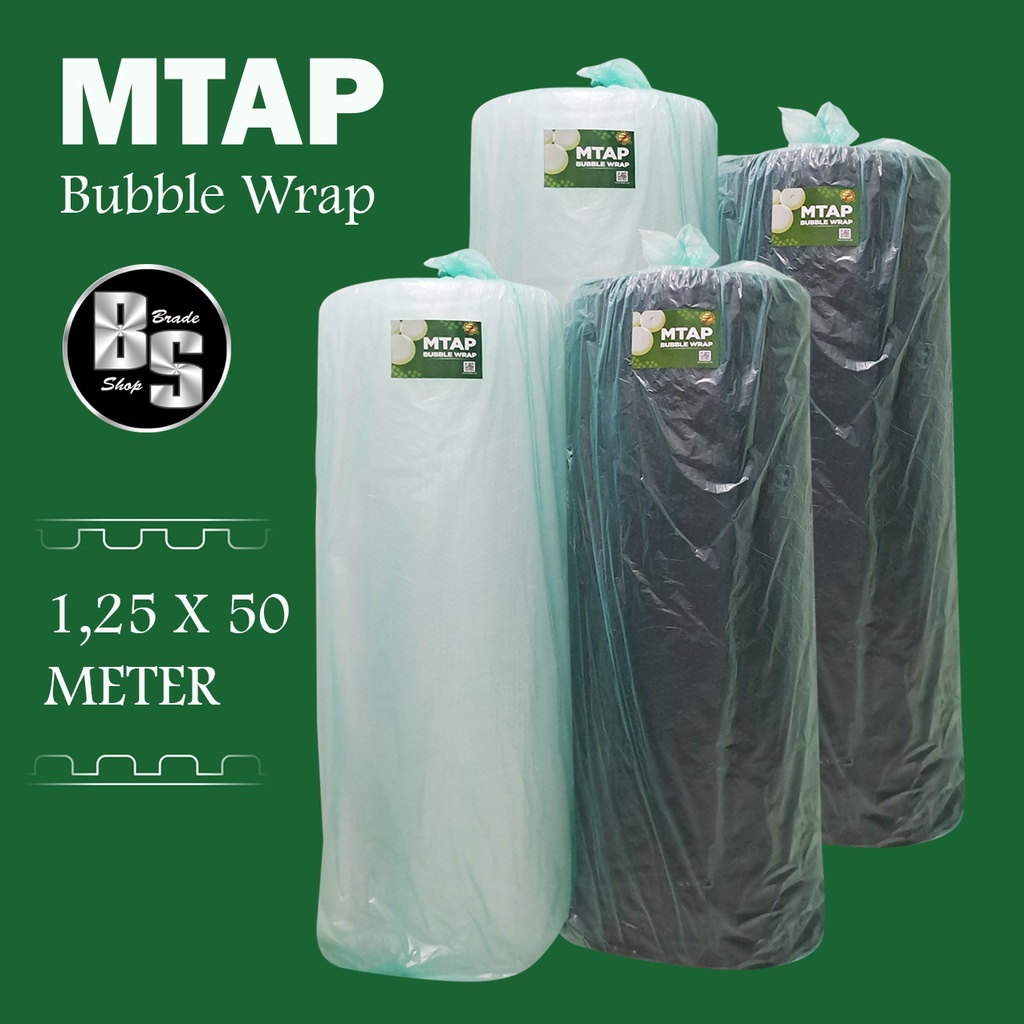 Jual 1 Roll Bubble Wrap MTAP 1,25 x 50 Meter Bening Hitam Putih 1