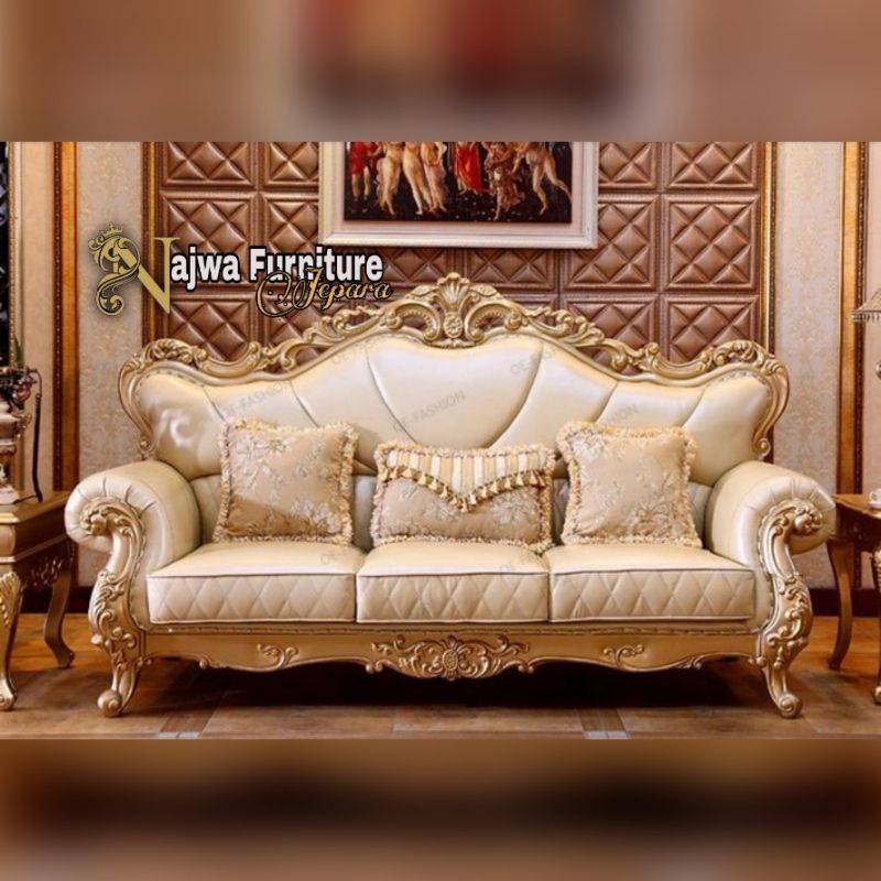 Jual SOFA 3 SEATER SOFA UKIR GOLD LUXURY SOFA MEWAH BEST QUALITY