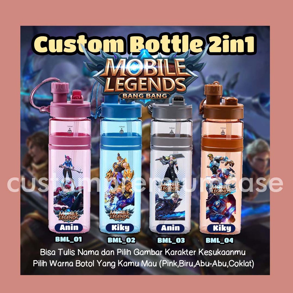 Jual Custom Botol Minuman - 2in1 - Gambar KARTUN/GAME ANAK POPULER ML ...