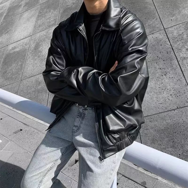 Jual Jaket kulit pria korean oversize | Shopee Indonesia