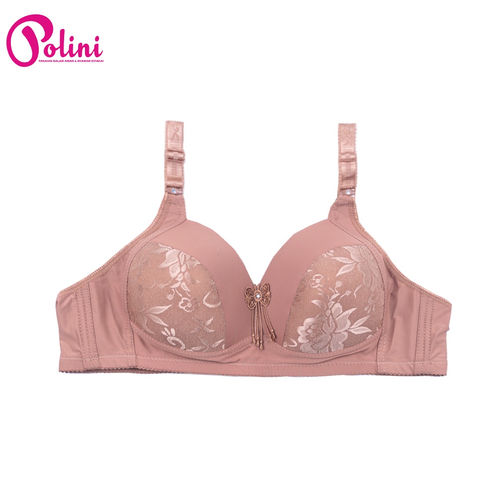 Jual Polini Bra Wanita Tanpa Kawat Cup Besar Kait 3 Bh Motif G668