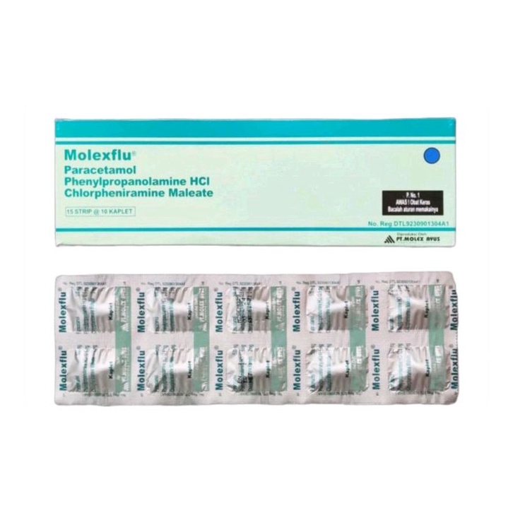 Jual MOLEXFLU TABLET/OBAT BATUK FLU DEMAM/OBAT BERSIN BERSIN HIDUNG