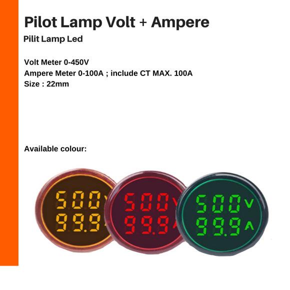 Jual PILOT LAMP LED VOLT AMPERE METER 22MM 450V 100A - Merah | Shopee ...