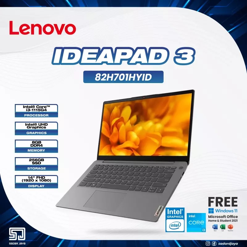 Jual Notebook Lenovo Ideapad 3 Ip3 Hyid Laptop Core I3 1115g4 8gb