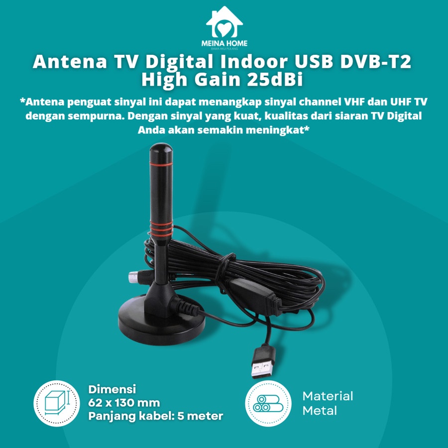 Jual ANTENA TV DIGITAL INDOOR DALAM RUANGAN USB DVB T2 HIGH GAIN 25DBI ...