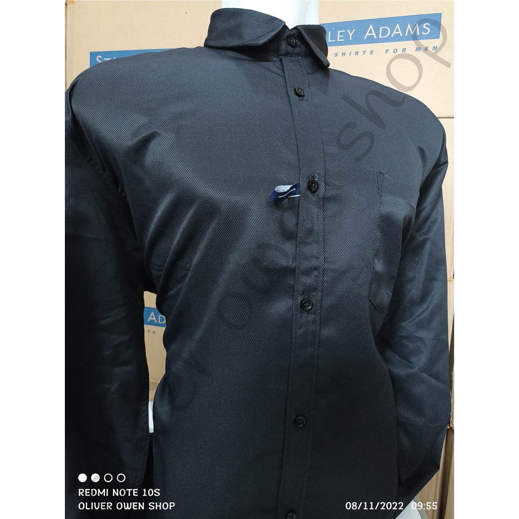 Jual Kemeja Pria Hitam Dobby Reguler Fit Lengan Panjang | Shopee Indonesia