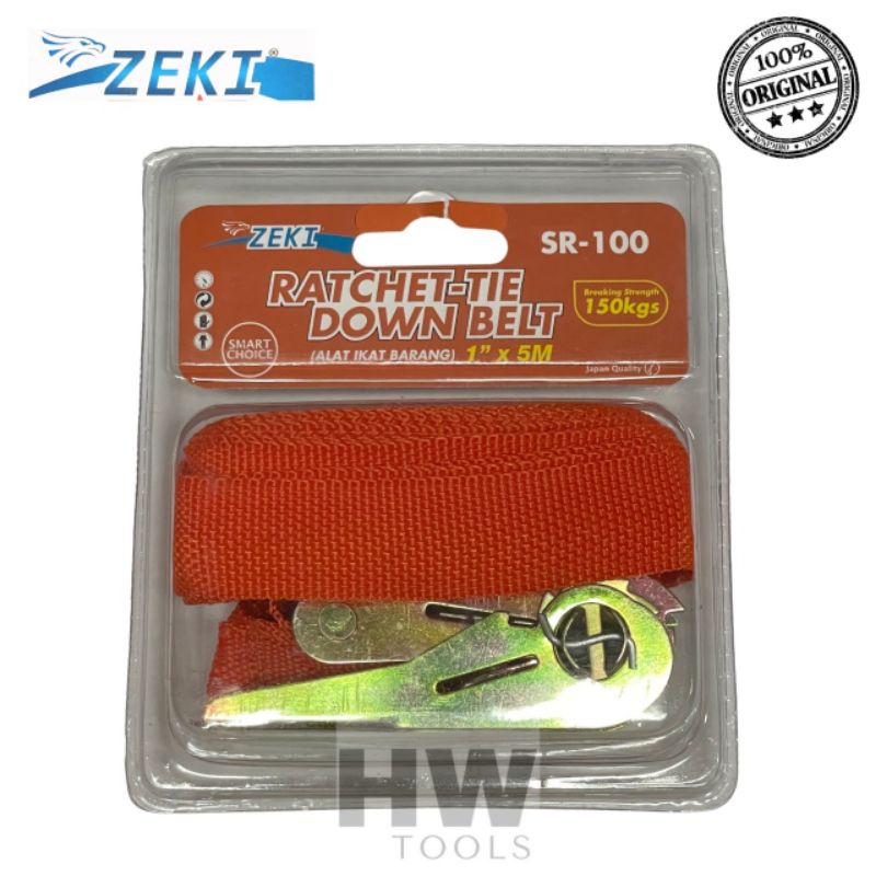 Jual Alat Ikat Barang Ratchet Tie Down Belt 1 X 5 Meter Zeki Sr 100