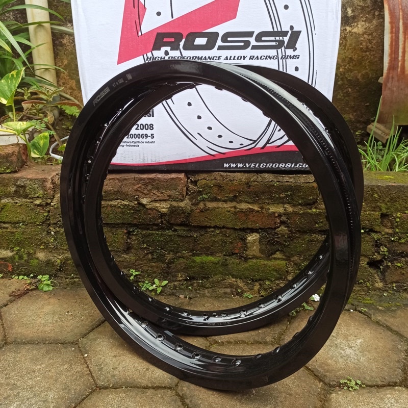 Jual velg rossi alumunium hitam glossy w hitam ukuran 160/185 ring 17