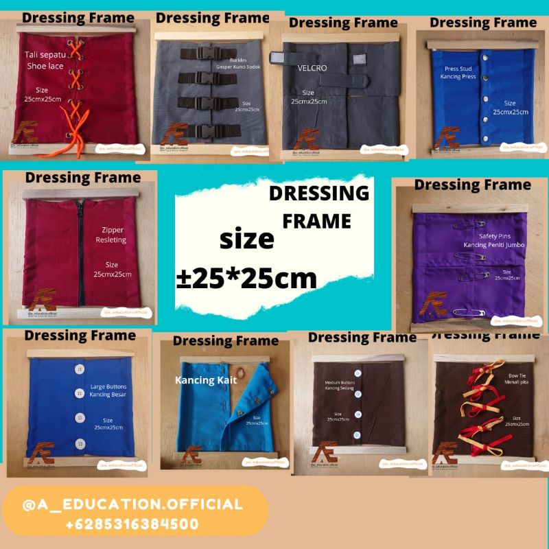 Jual Dressing Frame With Frame Montessori Dressing frame | Shopee Indonesia
