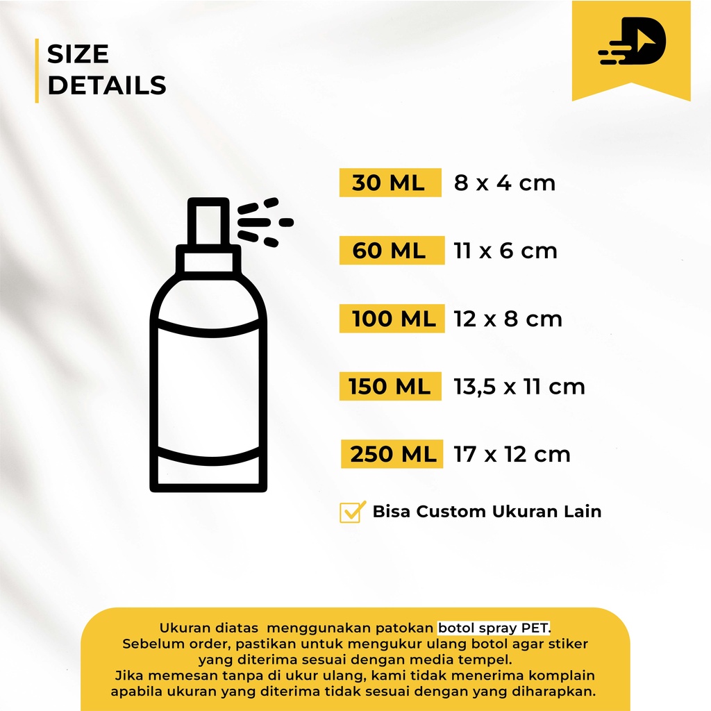 Jual Stiker Kemasan Botol Spray Full Print / Stiker Kemasan Botol Flip ...