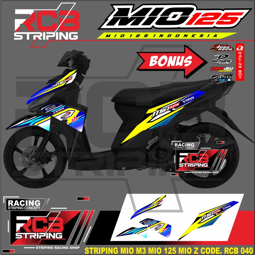 Jual STRIPING STIKER MIO M3 / MIO Z / MIO 125 - LIS MOTIF RACING MIO M3 ...