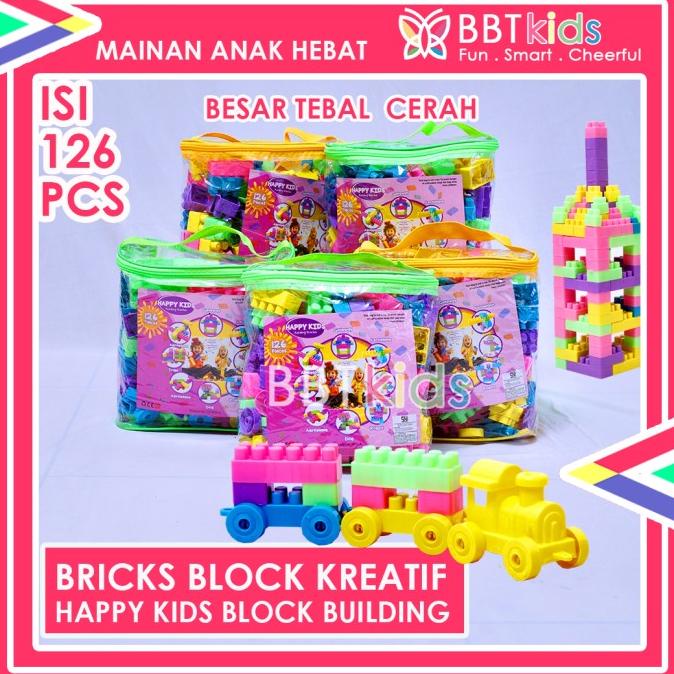 Jual BRICKS BLOCK KREATIF 126PCS HAPPY KIDS BUILDING BESAR BLOK BALOK ...