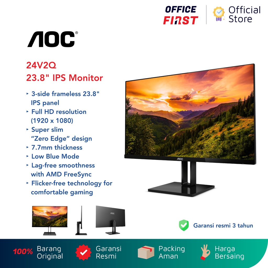 Jual AOC 24V2Q 23.8 inch IPS Monitor Full HD LED 75Hz 1920x1080 AMD ...