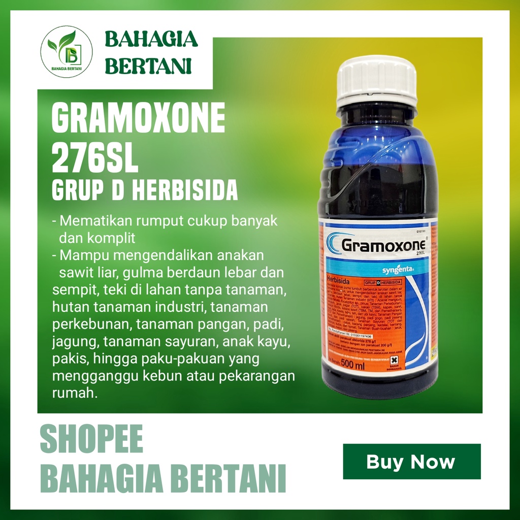 Jual Gramoxone 276sl Herbisida Racun Pembasmi Rumput Dan Gulma 500 Ml