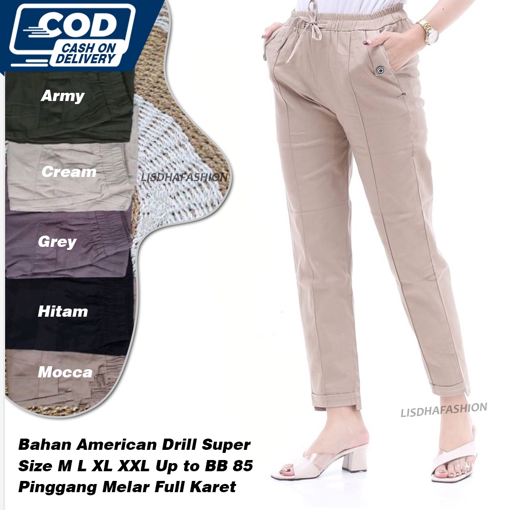 Jual Celana Baggy Pants Premium American Drill Grade A Celana Panjang Wanita Kantor Kerja Jumbo 8347