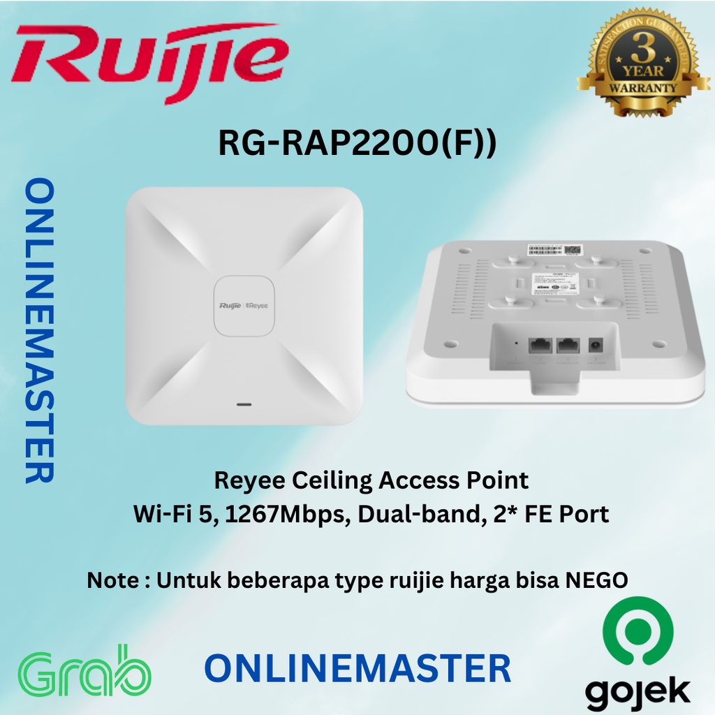 Jual Ruijie RGRAP2200(F) AC1300 Dual Band Ceiling Mount Access Poin Shopee Indonesia