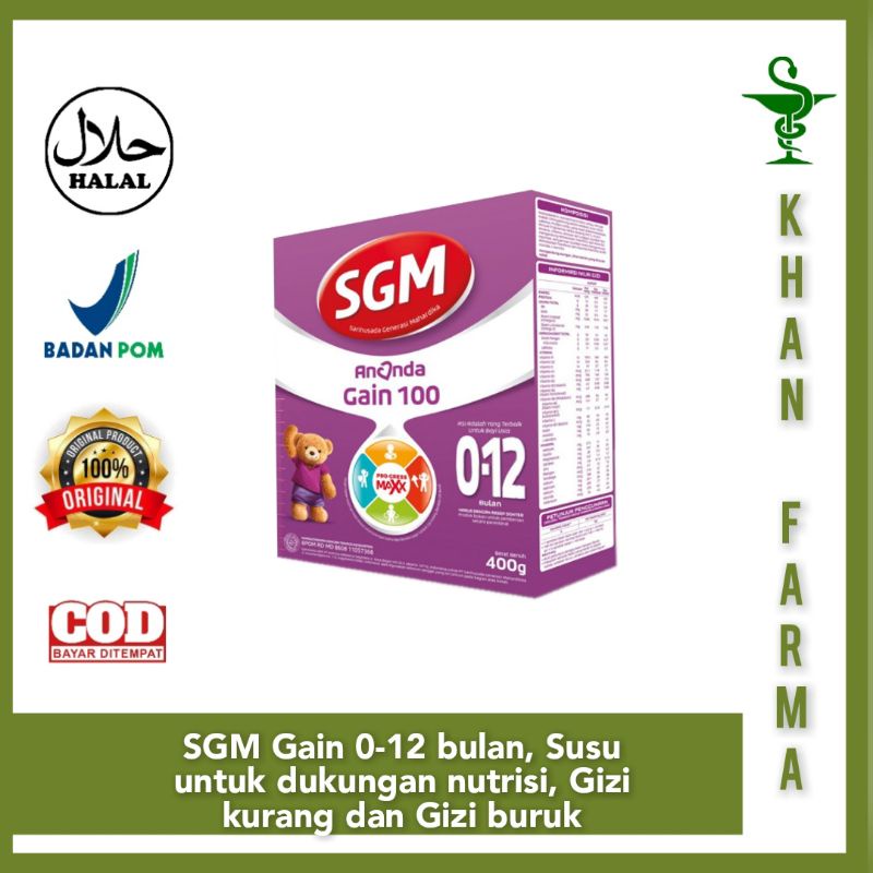 Jual SGM Ananda Gain 400 gr, Susu untuk kebutuhan nutrisi,Gizi kurang