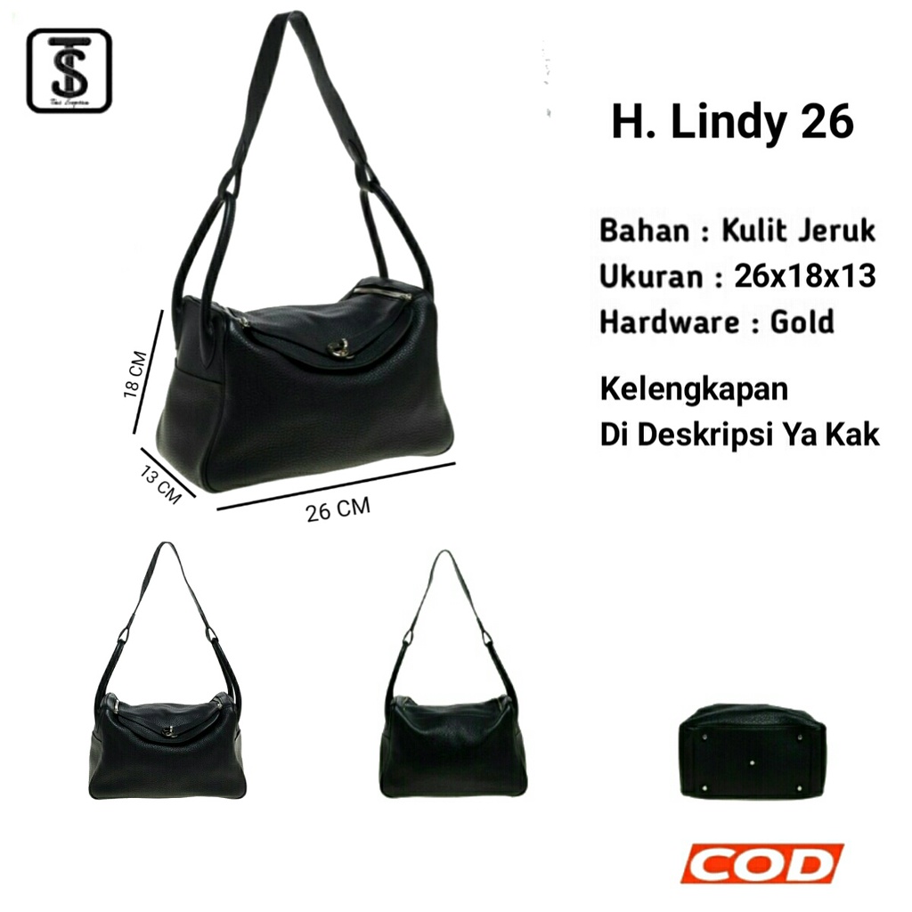 Tas Lindy Hitam Uk26 Premium - Tas Selempang Wanita 20297Hermes Lindy Import