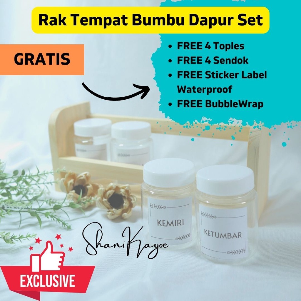 Jual Rak Tempat Bumbu Dapur Set Estetik Unik Aesthetic + Toples ...
