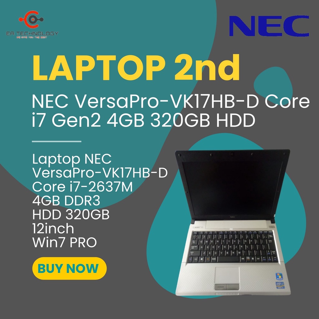 Jual NEC VersaPro-VK17HB-D Core i7-2637M 4GB DDR3 HDD 320GB 12inch