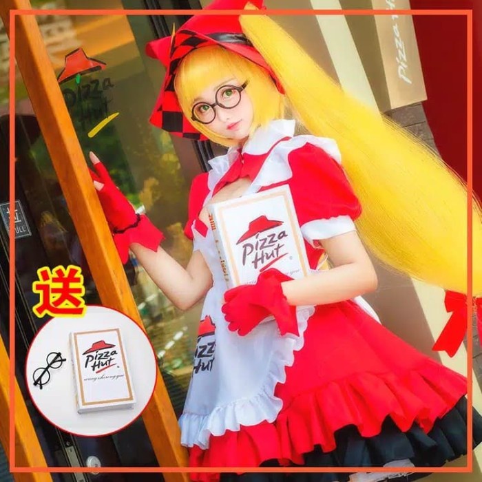 Jual Terbaruu Ori Import Costume Cosplay Pelayan Maid Pizza Hut Christmas Natal Packing Aman