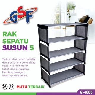 Jual GSF Rak Sepatu Kain - Rak Sepatu 5 Tingkat Tempat Sepatu Sandal 5 ...