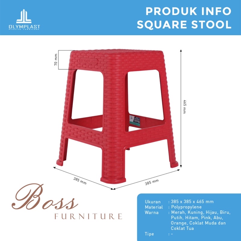 Jual Kursi Plastik Susun Rotan Olymplast Square Chair Stool Kursi Baso