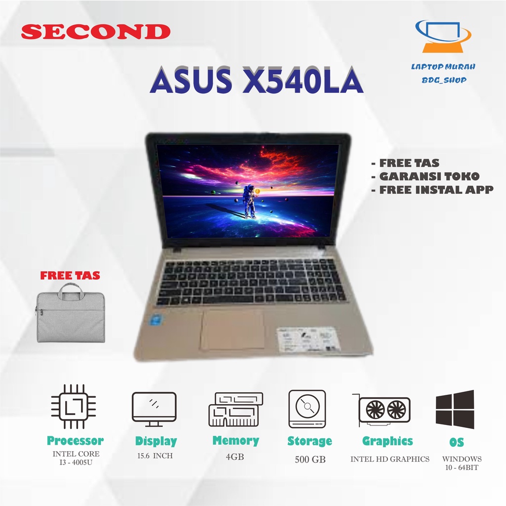 Carte Mère ASUS X540LA Avec Intel Core I3-4005U - Réf. 60NB0B00-MB1030, Occasion En état Fonctionnel