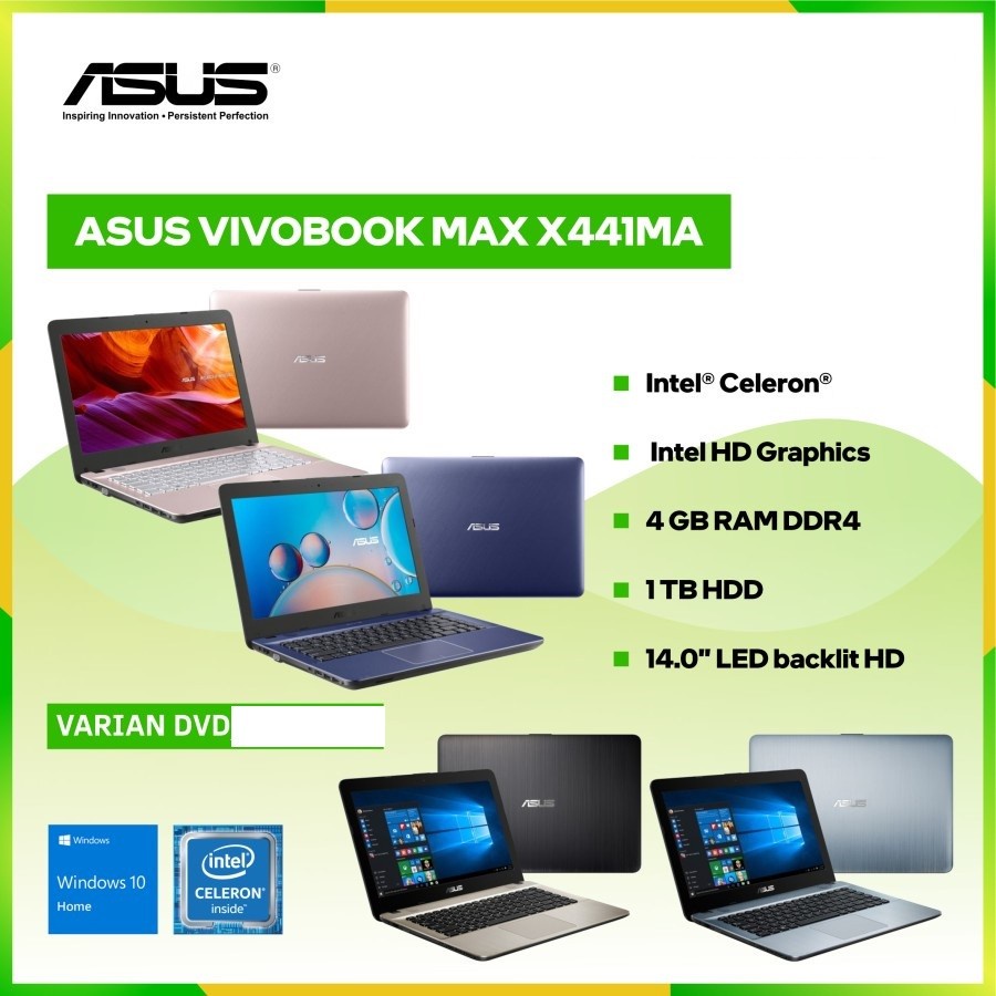 Jual LAPTOP ASUS VIVOBOOK MAX X441MA DUALCORE N4000 4GB 1TB 14" WIN10