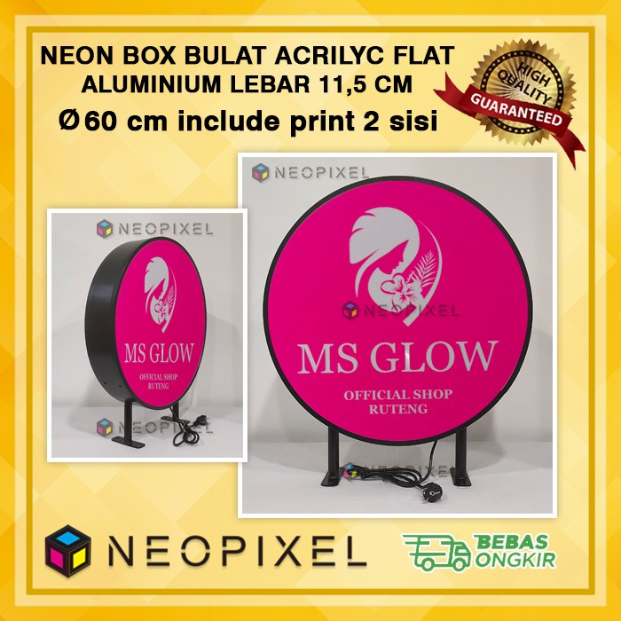 Jual Neon box bulat diameter 60 cm Akrilik Full Print permukaan 2 Sisi ...