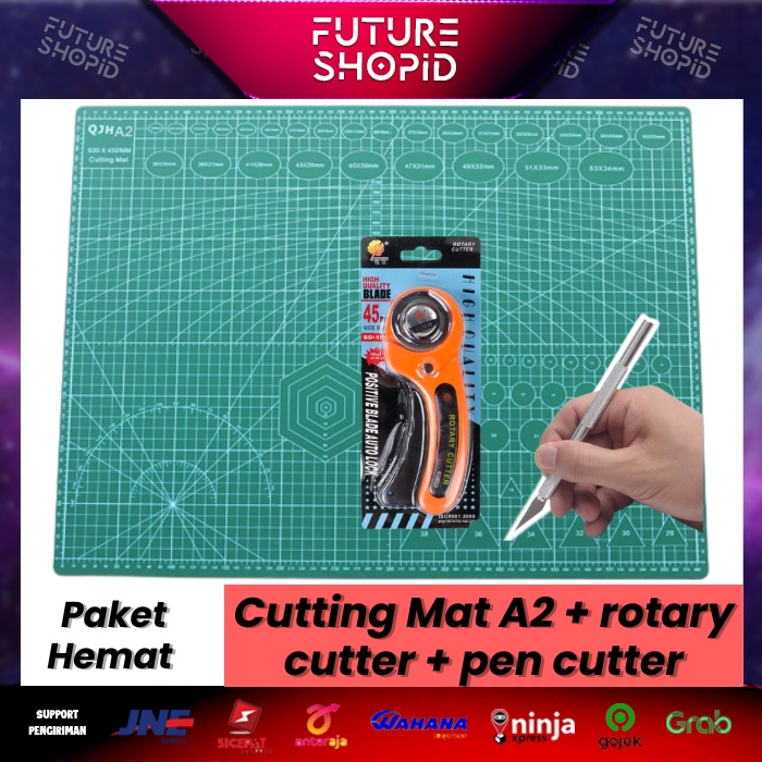 Jual Paket Cutting Mat A2 + Rotary Cutter 45mm + Pen Cutter Shopee