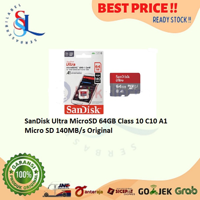 Jual SanDisk Ultra MicroSD 64GB Class 10 C10 A1 Micro SD 140MB/s ...