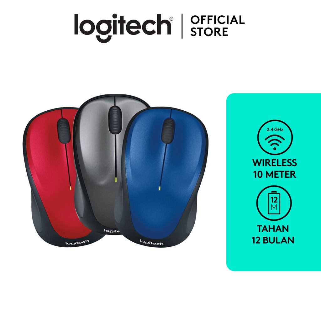 Logitech M235 Mouse Wireless Grip Karet Nyaman