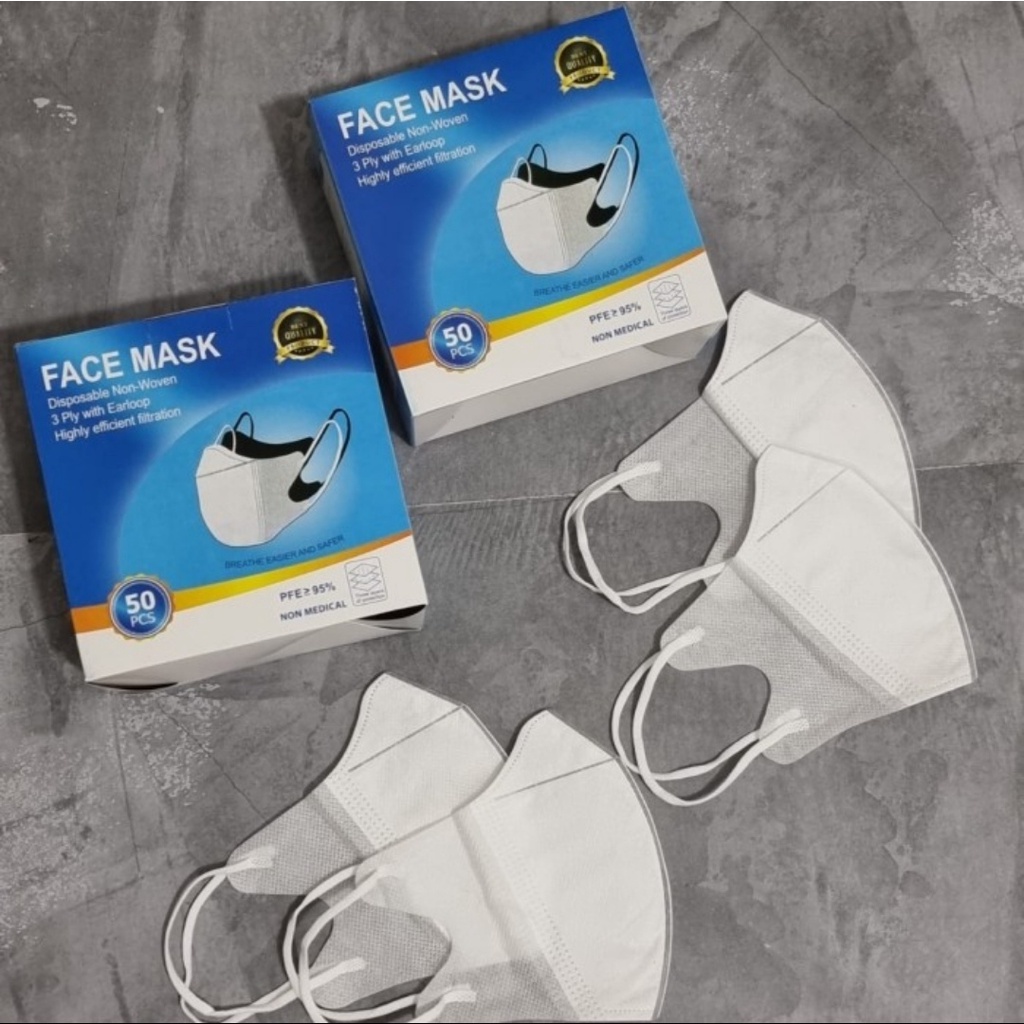 Jual Masker Duckbill Face Mask Putih Hitam 3ply isi 50pcs Earloop ...