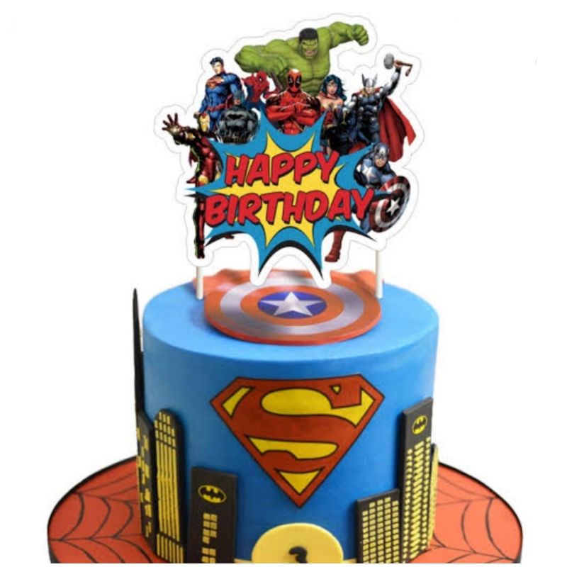 Jual Cake Topper AVENGERS MARVEL hiasan kue Happy Birthday dekorasi kue