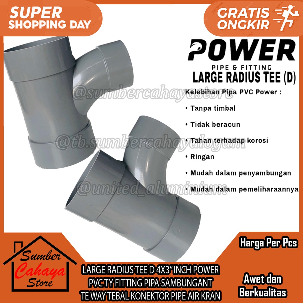Jual TE Y LARGE RADIUS TEE Y D 4x3