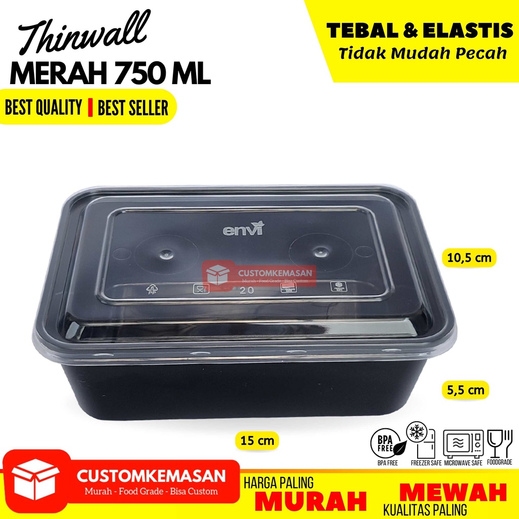 Jual Thinwall Hitam Premium 750 ML / Wadah plastik / Food Container ...