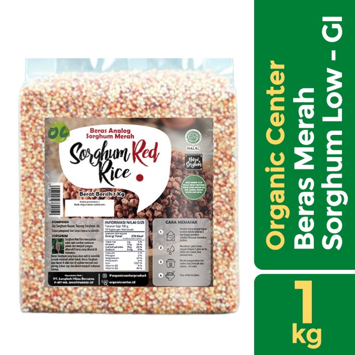 Jual Organic Center - Sorghum Red Rice 1000gr - Beras Diet - Diabetes ...