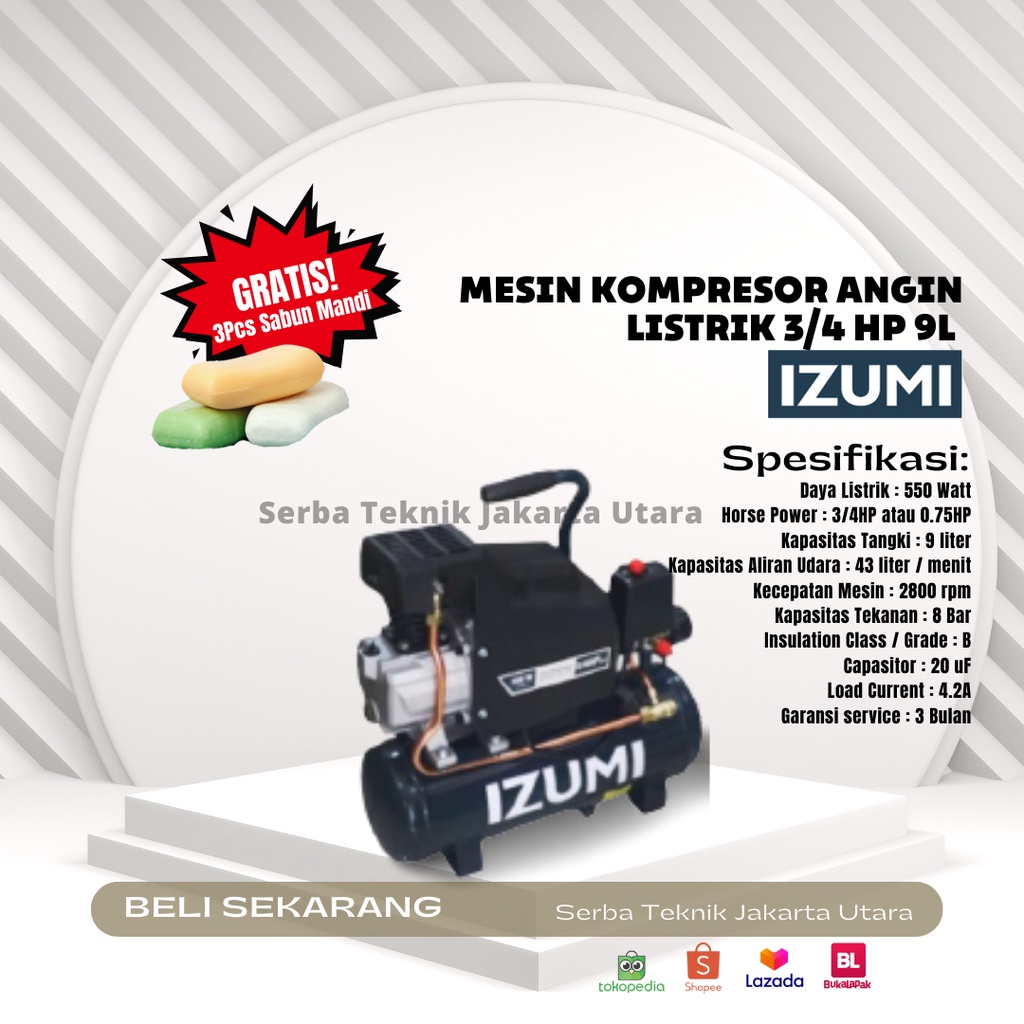 Jual Mesin Kompresor Angin Listrik Izumi Max Hp L Phase Shopee Indonesia