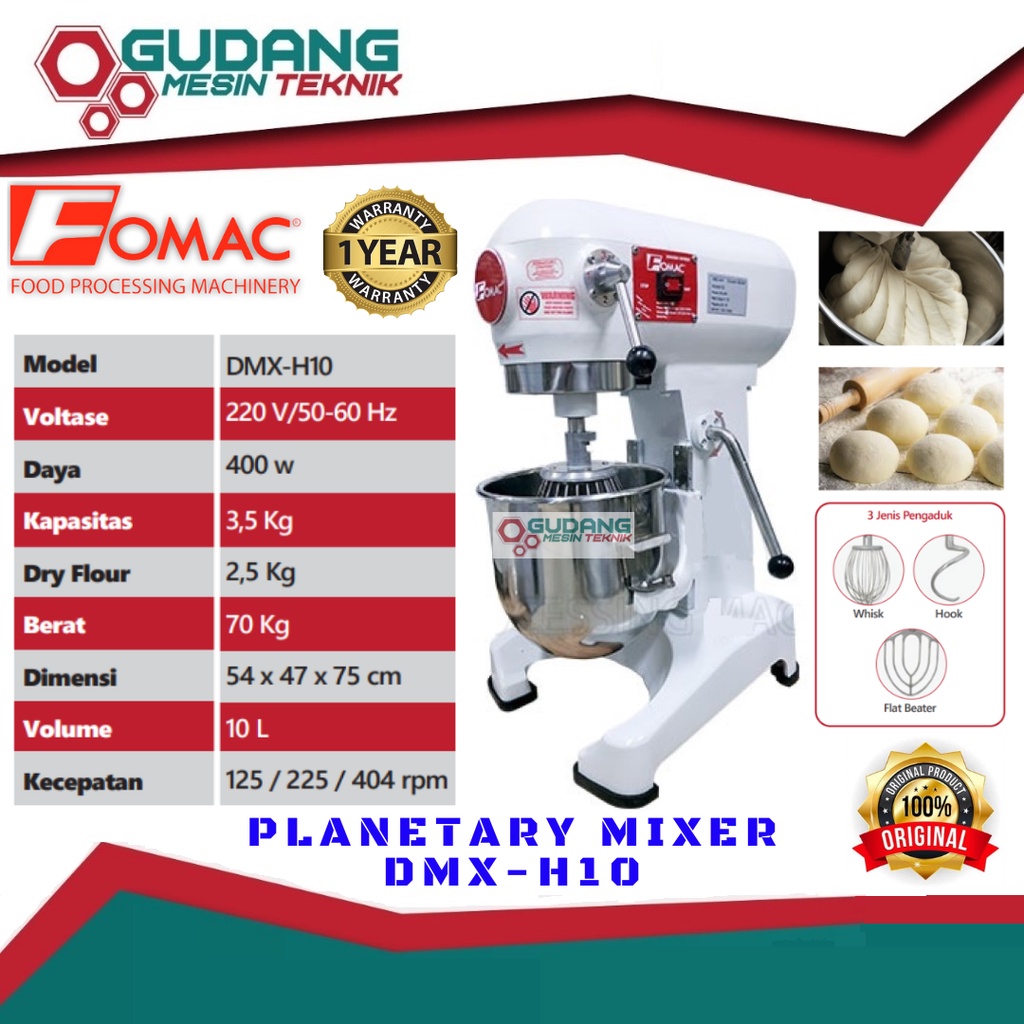 Jual Fomac DMX-H10 Planetary Dough Mixer Mesin Pengaduk Adonan 10 Liter ...