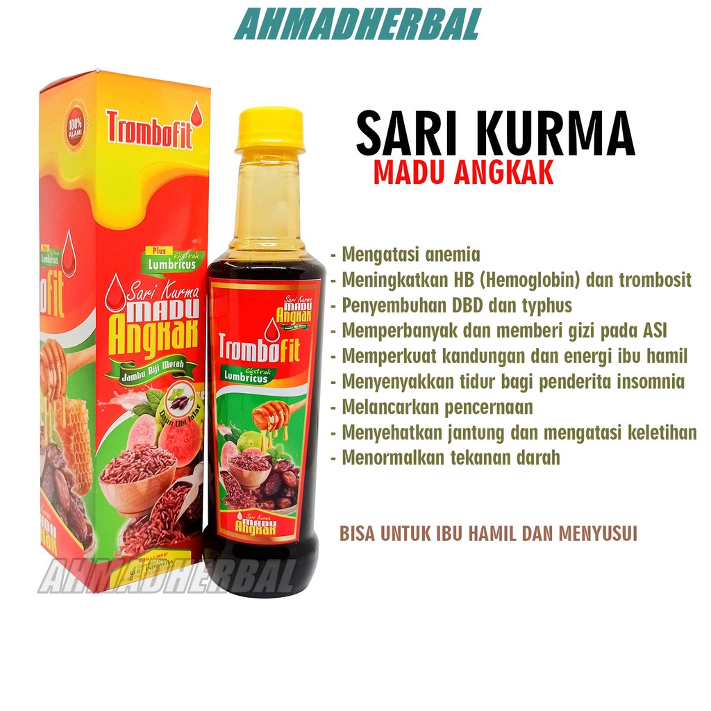 Jual Sari Kurma Madu Angkak Trombofit 460 Gr Herbal Dbd Dan Typhus