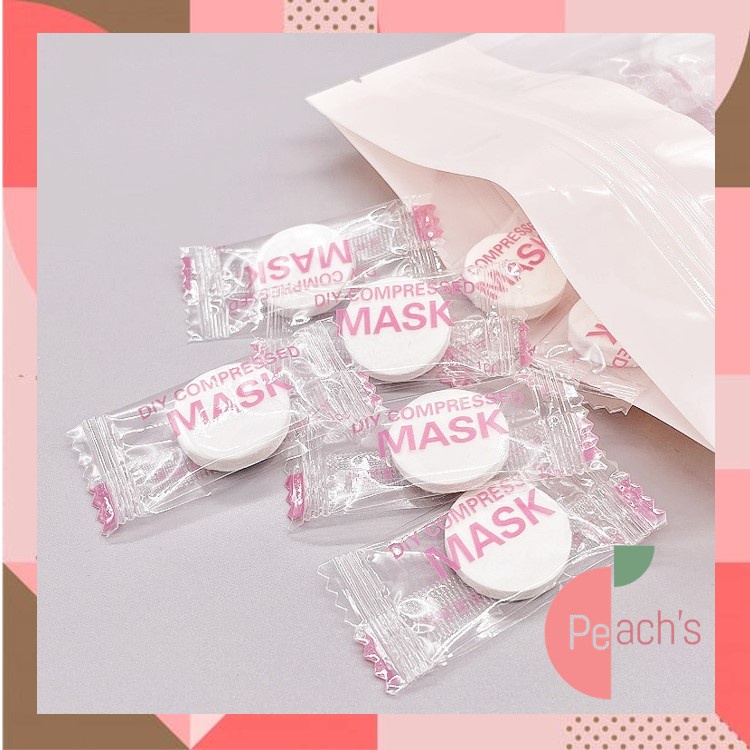 PEACH - Tissue Compress dan Masker Kompres / Tisu Kertas Mini Portable Travel Bentuk Permen / Table Mask / Masker Wajah Mini 5609