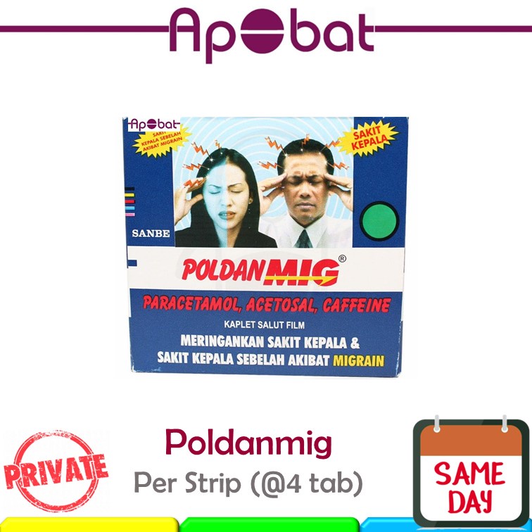 Jual Apobat Poldanmig Strip 4 Tablet Obat Sakit Kepala Sebelah