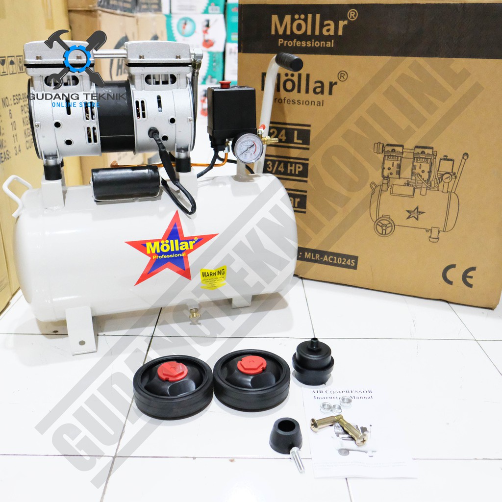 Jual (UNIT/PAKET LENGKAP) Mesin Kompresor Angin Silent Oilless 3/4 HP ...