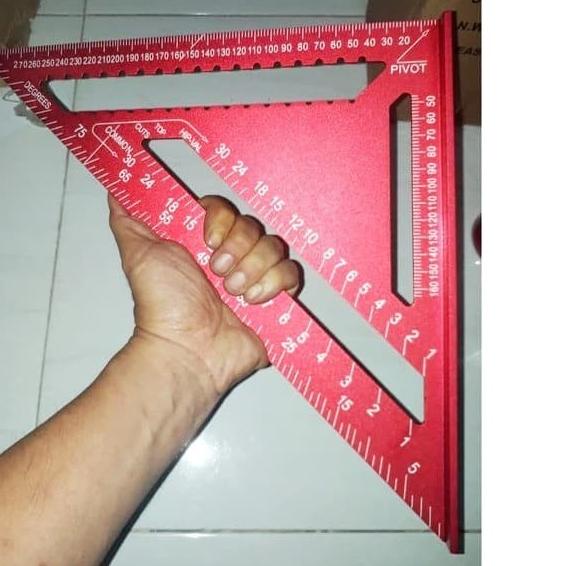 Jual PREMIUM RED rafter square 12 inch speed square 12" cutting Laser