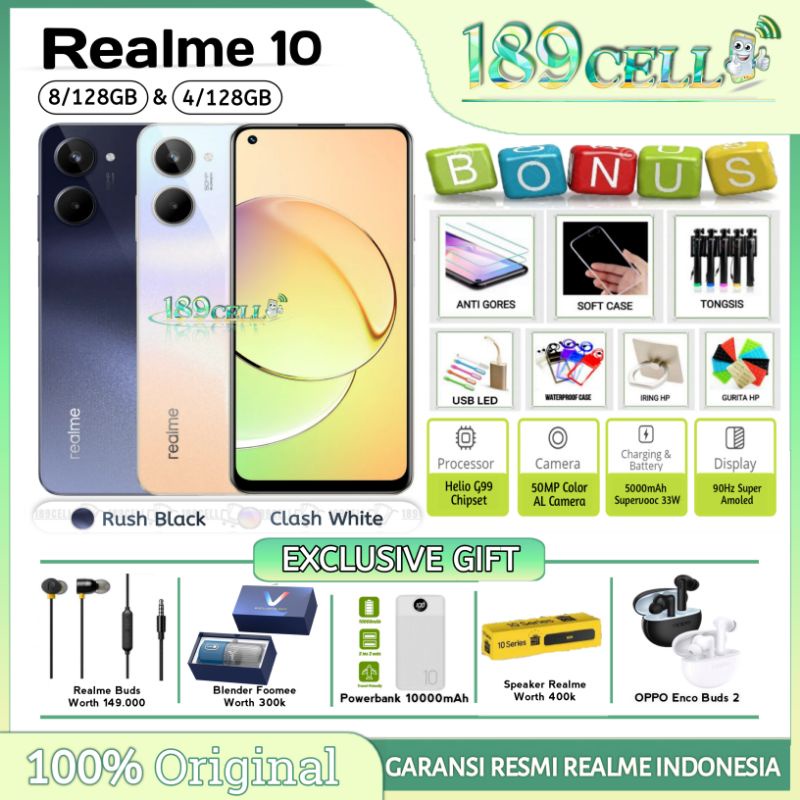Jual REALME 10 4G 8/256 8/128 GB GARANSI RESMI REALME INDONESIA ...
