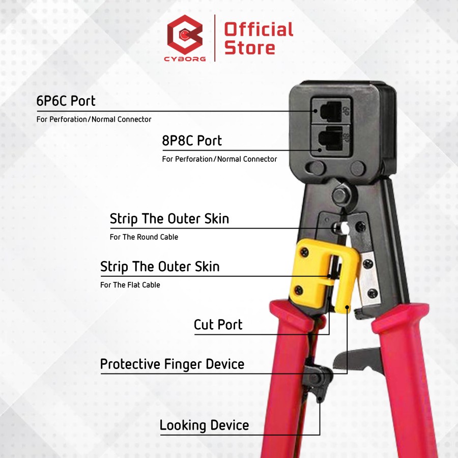 Jual Crimping tool modular cyborg rj11 rj12 rj45 lan cat 6 5 8p 6p cut ...
